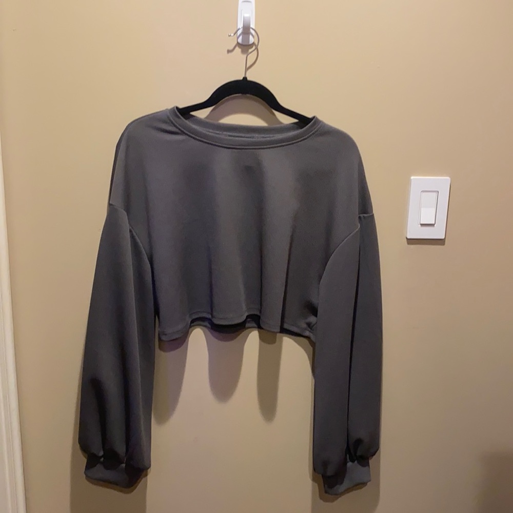 gray cropped sweatshirt